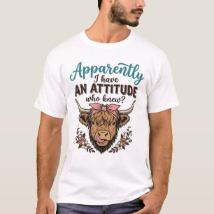 Funny Highland Cow Attitude Vintage Engraving Shir T-Shirt