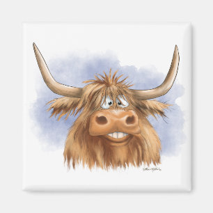 Funny Highland Cow cartoon Magnet