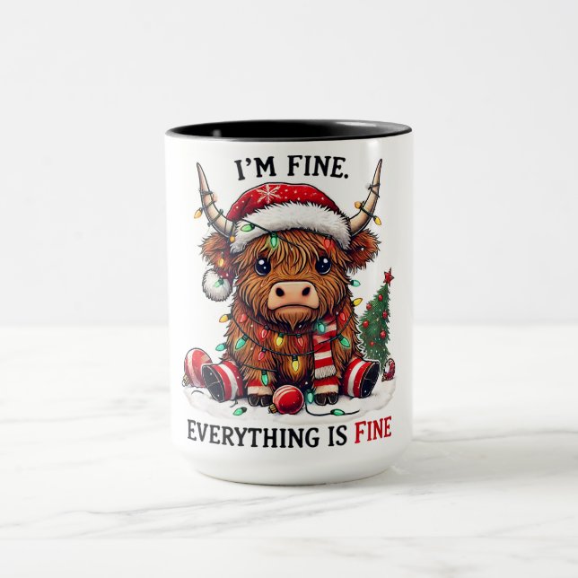 Funny Highland Cow Christmas Mug (Center)