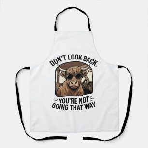 Funny Highland Cow Don’t Look Back Retro Apron