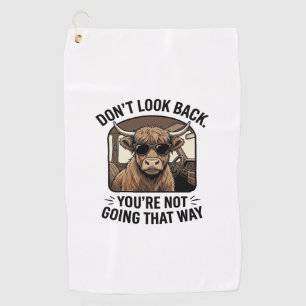 Funny Highland Cow Don’t Look Back Retro Golf Towel