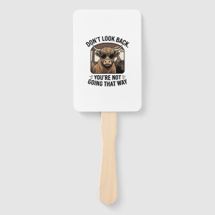 Funny Highland Cow Don’t Look Back Retro Hand Fan
