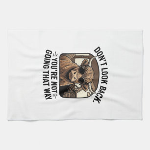 Funny Highland Cow Don’t Look Back Retro Tea Towel