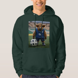 Funny Highland Cow Dressed For Soccer, Hoodie