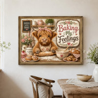 Funny Highland Cow Farmhouse Baking Kitchen