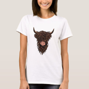 Funny Highland Cow Head T-Shirt