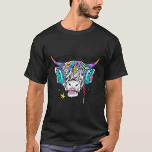 Funny Highland Cow Headphone I'M So Magical Wester T-Shirt