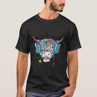 Funny Highland Cow Headphone I'M So Magical Wester T-Shirt