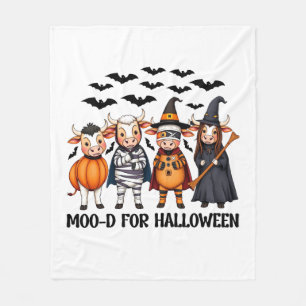 Funny Highland Cow Moo-d for Halloween Fleece Blanket
