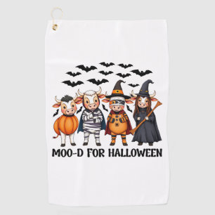 Funny Highland Cow Moo-d for Halloween Golf Towel
