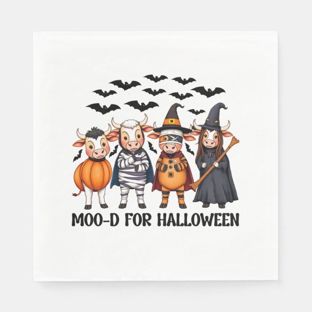 Funny Highland Cow Moo-d for Halloween Napkin (Front)
