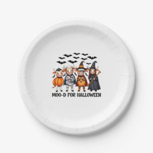 Funny Highland Cow Moo-d for Halloween Paper Plate