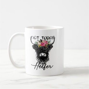 Funny Highland Cow Not Today Heifer Cow Lovers Far Coffee Mug