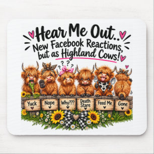 Funny Highland Cow Reactions Mouse Pad