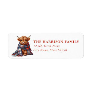 Funny Highland Cow Return Address Labels