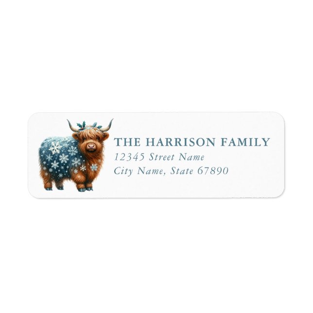 Funny Highland Cow Return Address Labels (Front)