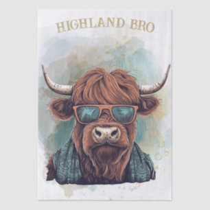 Funny Highland Cow Wearing Sunglasses Tissue Paper