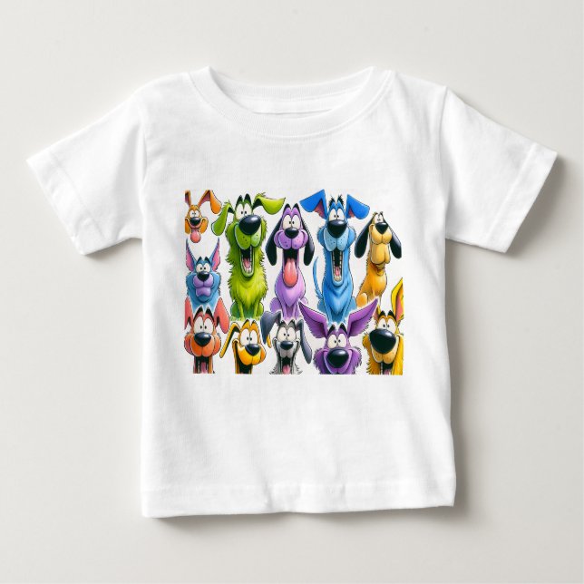 Funny Highland Cow with Coffee SVG – Cute Cartoon  Baby T-Shirt (Front)