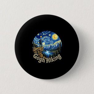 Funny hiker gogh hiking starry night art van gogh 6 cm round badge