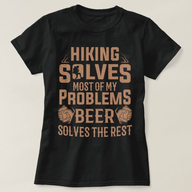 Funny Hiker Hiking Beer Solves My Problems Men T-Shirt (Design Front)