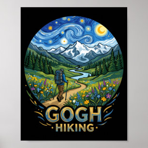 Funny hiker starry night art van gogh gogh hiking poster