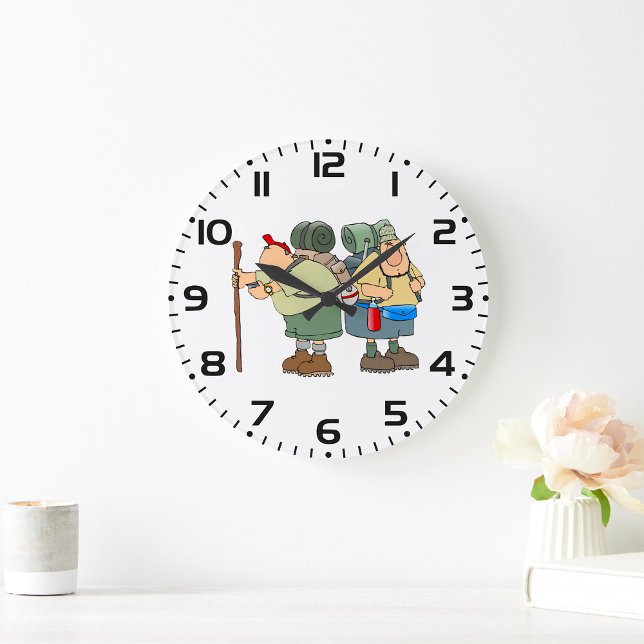 Funny Hikers Outdoor Adventure Camping Humour  Large Clock (Creator Uploaded)