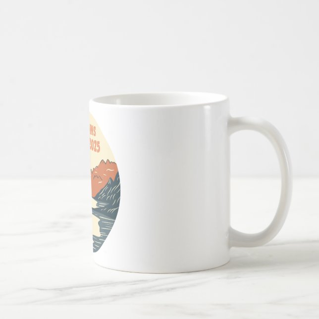 Funny hiking, adventure awaits  coffee mug (Right)