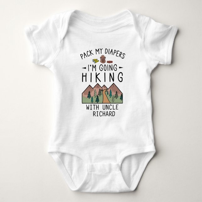 Funny Hiking Baby Hiker Uncle Cute Hiking Bodysuit (Front)