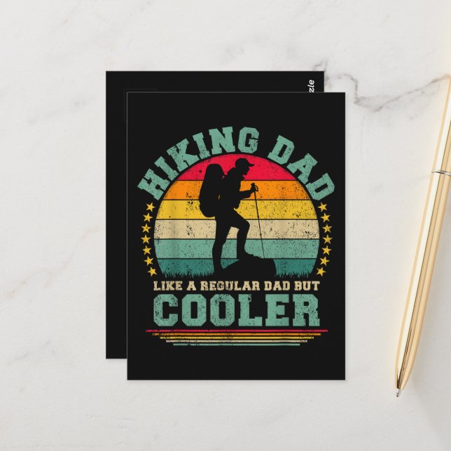 Funny Hiking Dad Like A Regular Dad Hiking Postcard (Front/Back In Situ)