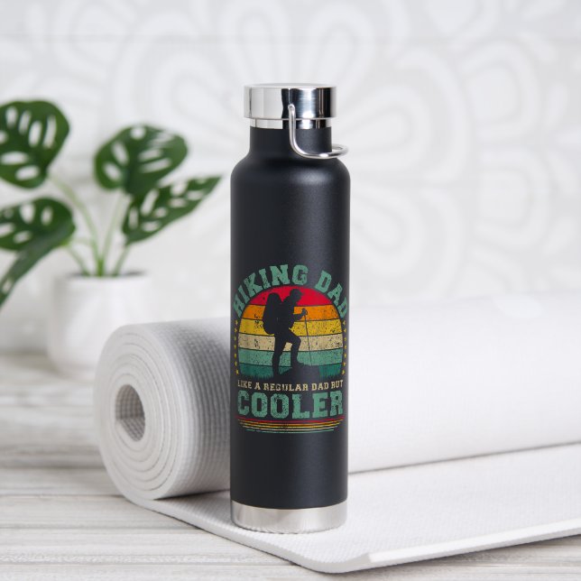 Funny Hiking Dad Like A Regular Dad Hiking Water Bottle (Yoga (Rotated))