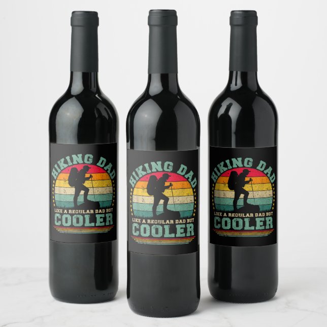 Funny Hiking Dad Like A Regular Dad Hiking Wine Label (Bottles)
