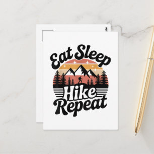 Funny Hiking Eat Sleep Hike Repeat Postcard