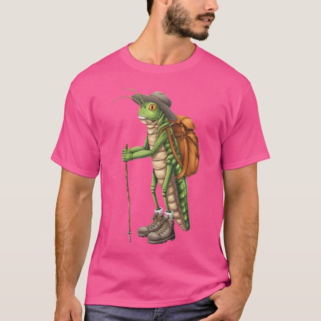 Funny Hiking Grasshopper Camping Lover Hiking T-Shirt (Front)