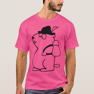 Funny Hiking Marmot With Hat And Backpack T-Shirt