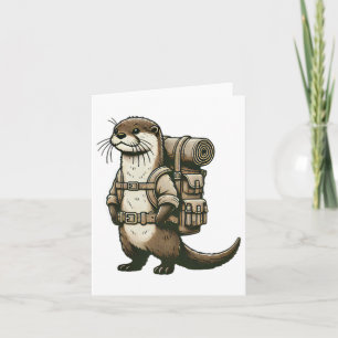 Funny Hiking River Otter Backpacking Cottagecore A Card