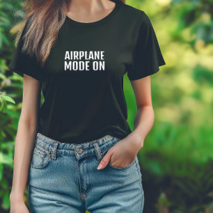 Funny hiking shirt aeroplane mode on white black
