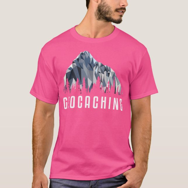 Funny Hiking Shirt Geocaching Low Poly Gift (Front)