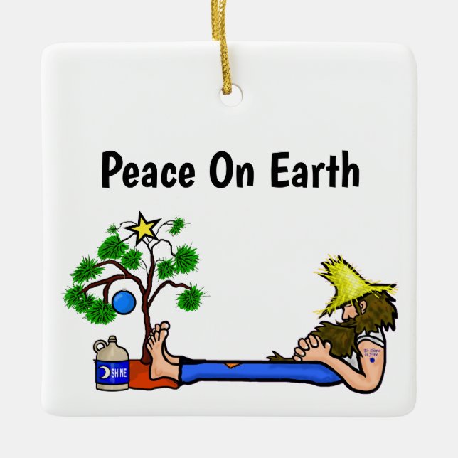 Funny Hillbilly and Santa Moonshine Ornament (Front)