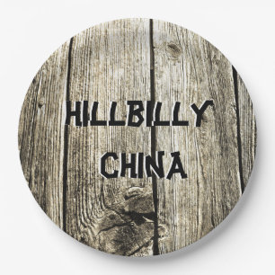 Funny Hillbilly China Faux Knotty Pine Fence Paper Plate