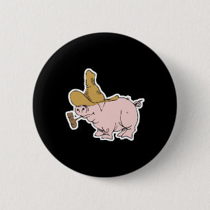 funny hillbilly pig 6 cm round badge