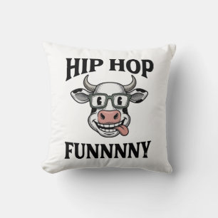 Funny Hip Hop Cow Vintage Engraving Shirt Design_1 Cushion