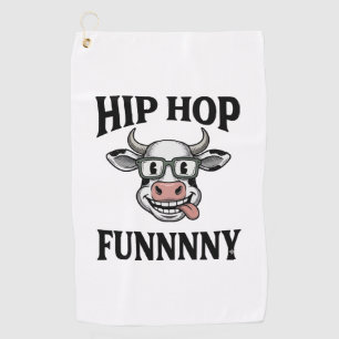 Funny Hip Hop Cow Vintage Engraving Shirt Design_1 Golf Towel