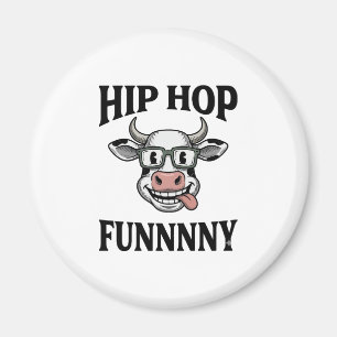 Funny Hip Hop Cow Vintage Engraving Shirt Design_1 Magnet