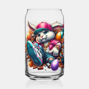 Funny hip hop Gangster Bunny Easter Urban Design Can Glass