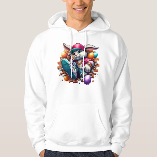  Funny hip hop Gangster Bunny Easter Urban Design Hoodie (Front)