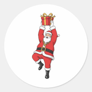 Funny Hip Hop Santa with Gold Chain Christmas Classic Round Sticker