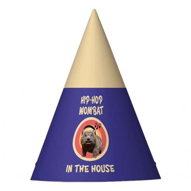 Funny Hip-hop Wombat in the House Party Hat (Front)