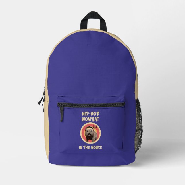 Funny Hip-hop Wombat in the House Printed Backpack (Front)