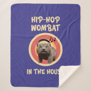 Funny Hip-hop Wombat in the House Sherpa Blanket