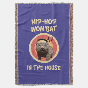 Funny Hip-hop Wombat in the House Throw Blanket